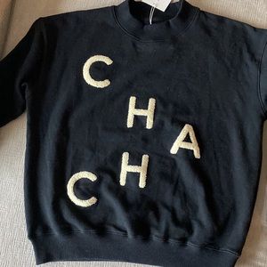 EllandEmm Cha Cha Black Pullover Mock crewneck Sweatshirt Medium